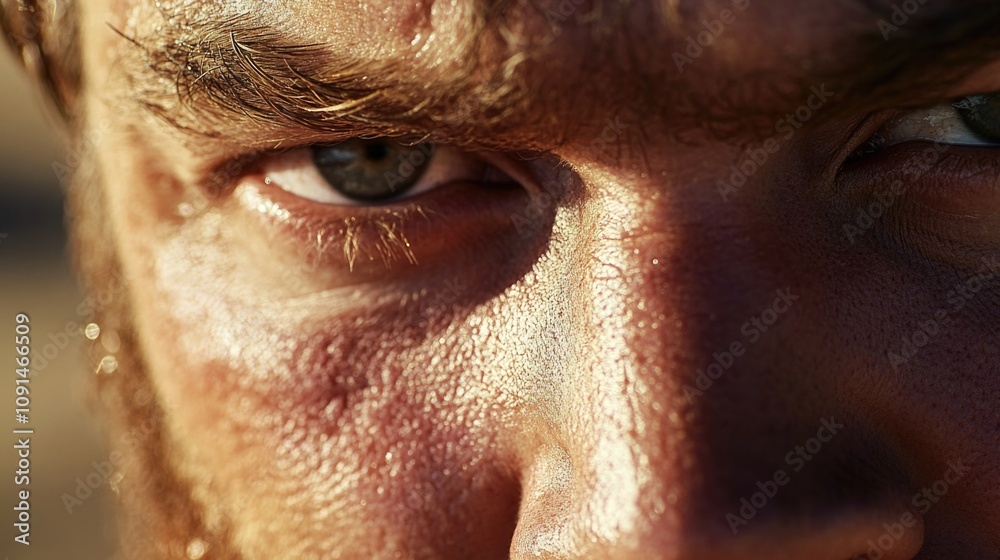 Poster Portrait of a bearded man from the side, ideal for use in editorial and commercial projects where a human touch is needed