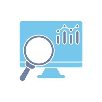 blue computer screen magnifying glass analysis clip art preview