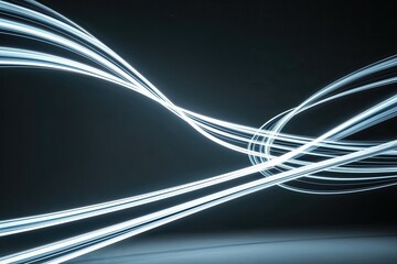 Fluid Motion of Vibrant Light Streams on Dark Background