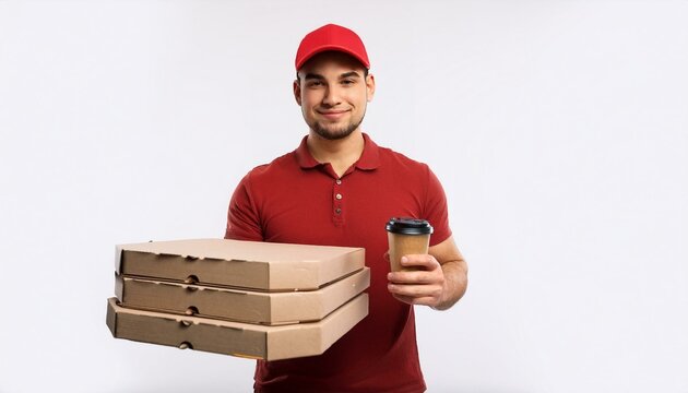 Pizza Delivery Guy Smiling with Order 