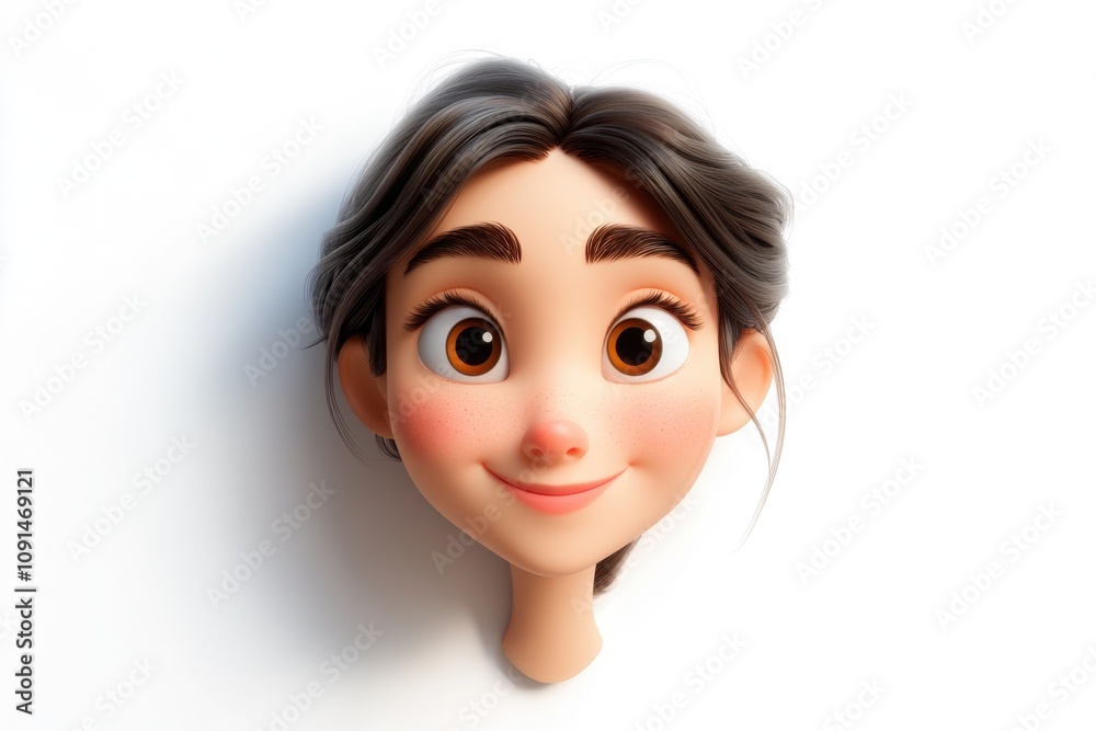 Poster a close-up shot of a person's face on a wall, suitable for use in architectural or interior design c