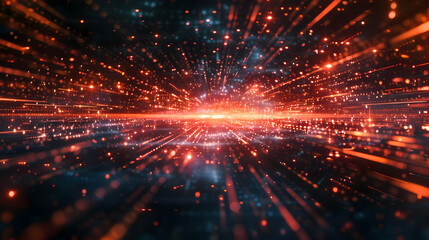 Fototapeta premium Abstract 3D Background: Red and Blue Light Streaks Radiate from a Central Point, Creating a Dynamic and Energetic Composition