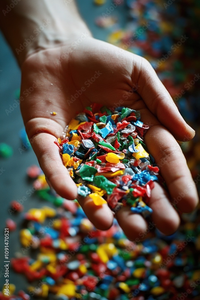 Poster a person holds a handful of colorful sprinkles, perfect for decorating cakes or adding a pop of colo