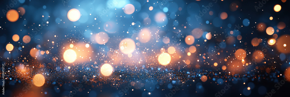 Poster a vibrant display of sparkling lights in blue and orange hues creates a captivating atmosphere, perf