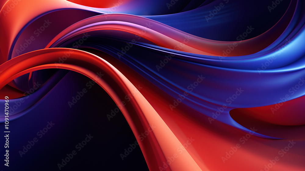 Poster vibrant abstract blue and purple waveform with fluid motion and colorful gradients