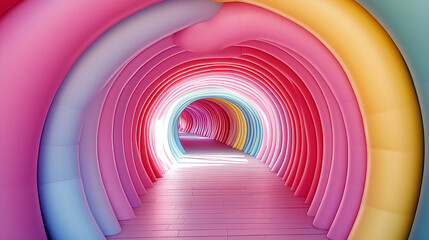Obraz premium Vibrant colorful tunnel creates a playful and inviting atmosphere for visitors