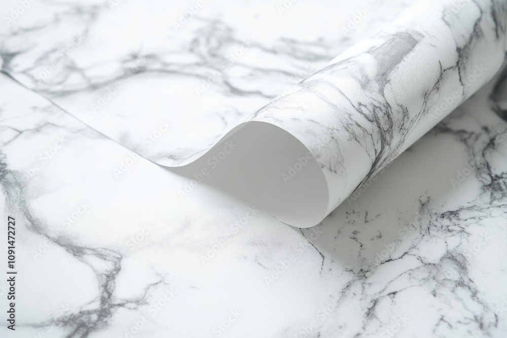 Poster a roll of paper placed on a smooth marble surface