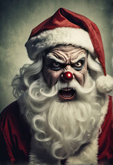 Evil scary ominous santa clause, retro, artwork