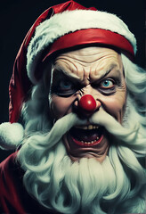 Evil scary ominous santa clause, retro, artwork