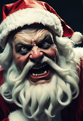 Evil scary ominous santa clause, retro, artwork