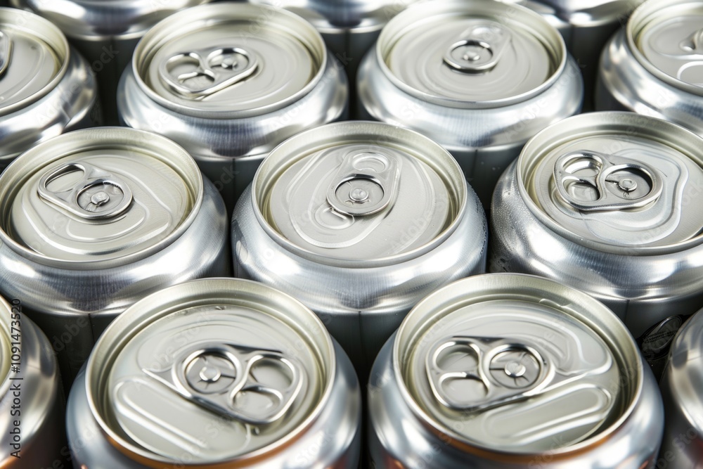 Aufkleber a close-up view of a collection of soda cans, great for use in advertising or editorial contexts
