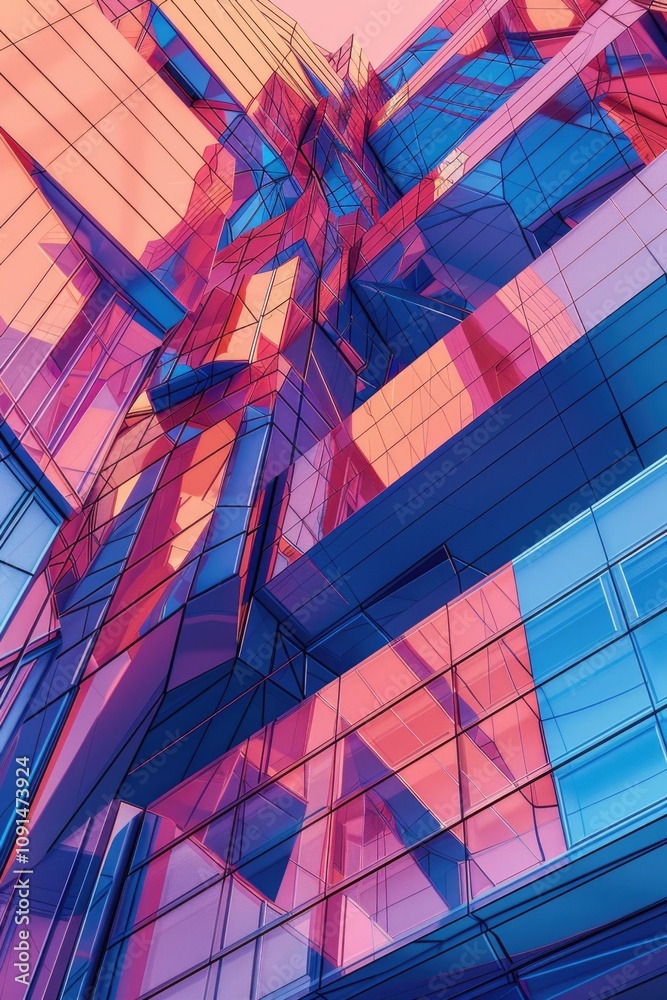 Aufkleber a tall building with numerous windows, suitable for architecture or cityscape images