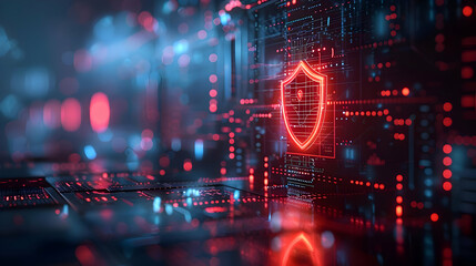 Fototapeta premium Cybersecurity Shield: Digital Protection in a Networked World, Abstract 3D Background Illustration