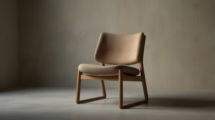 Fototapeta premium a minimal chair with shades of beige against a natural color wall