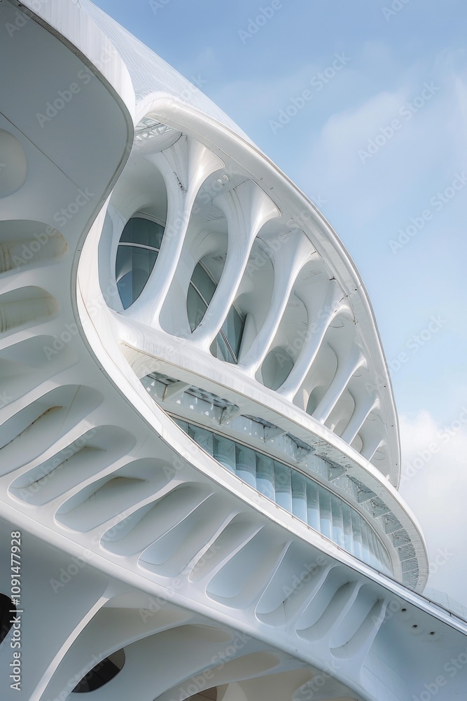 Poster a large white building with a prominent clock face on its side