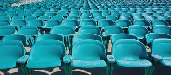 Fototapeta premium Rows of Empty Teal Stadium Seats