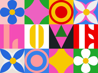 90s colorful abstract geometric background pattern 