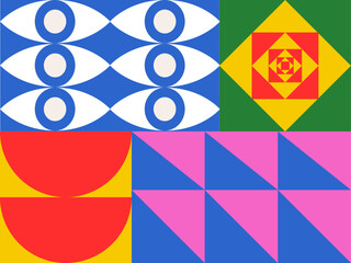 Abstract bauhaus colorful vector background illustration 