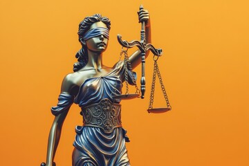 Obraz premium A symbol of fairness and impartiality, this image depicts Lady Justice holding a sword