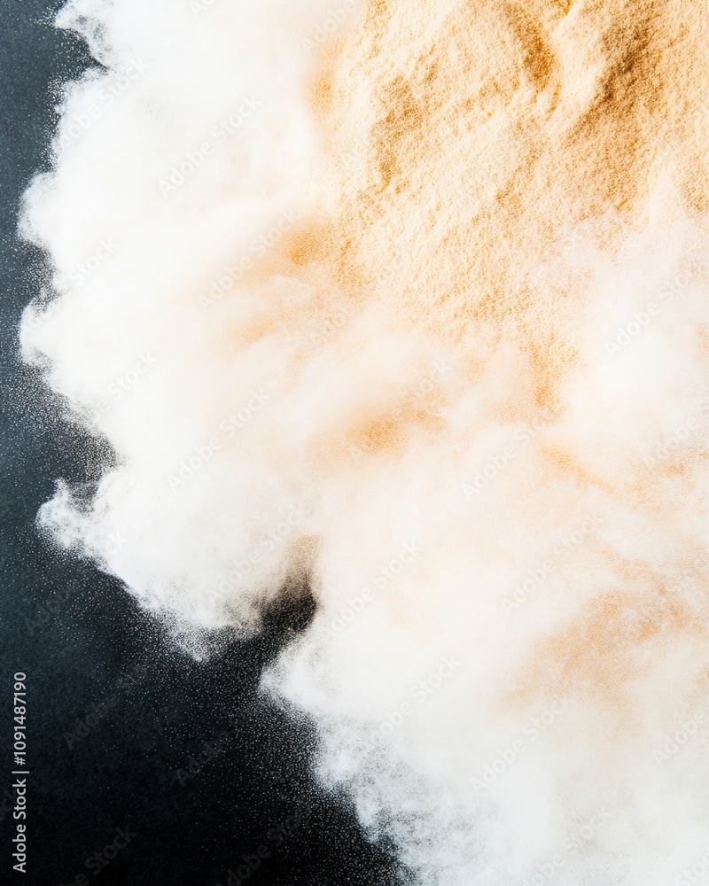 Poster Bright Dust Spores Create Ethereal Patterns Against a Dark Backdrop in an Elegant Display