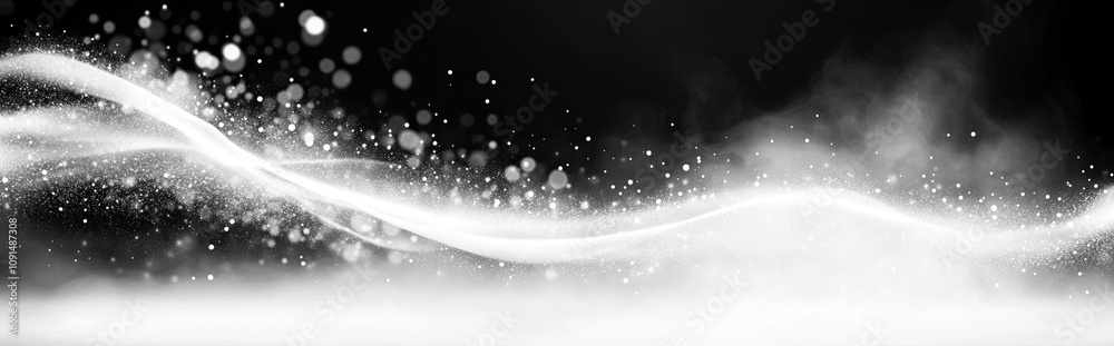 Aufkleber bright dust spores swirl gracefully against a dark backdrop creating a mesmerizing dance of light