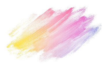 A colorful brushstroke blending shades of pink, yellow, and white, creating a soft, artistic effect.