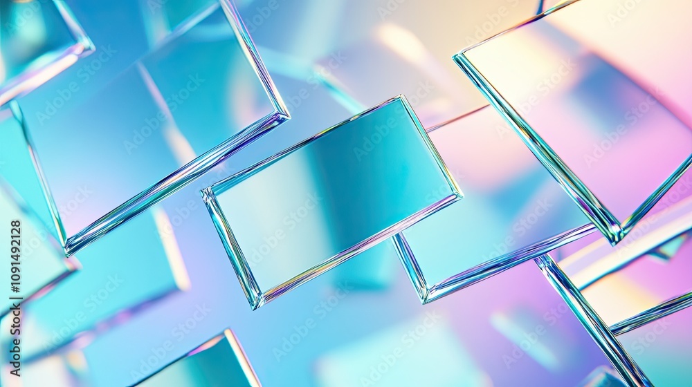 Poster Floating Mirrors Create Surreal Glowing Portals to Alternate Dimensions in Vibrant Hues