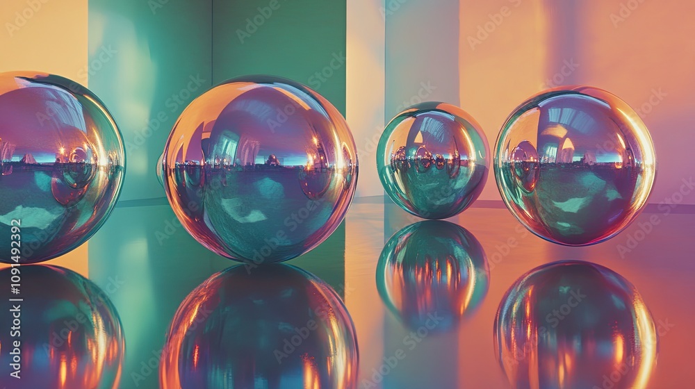 Poster Mirrors Floating in Mid Air Create Glowing Portals to Alternate Dimensions in Dreamlike Colors