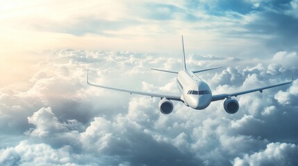 Fototapeta premium Airplane Flying Above the Clouds