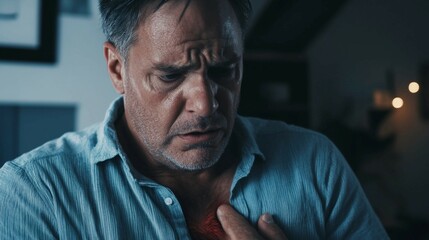 a man in a blue shirt is holding his tie