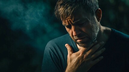 a man holding his hand to his chest