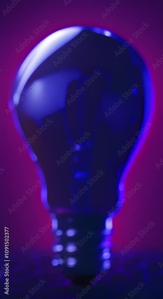 Wall mural an illuminated or glowing lightbulb on a dark background neon colors concept for data and informatio