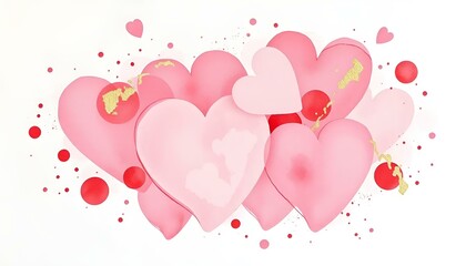Colorful hearts in various shades of pink and red for Valentine's Day decoration

