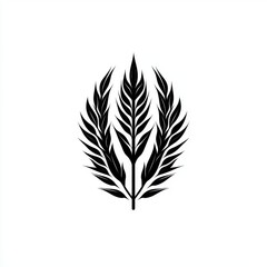 Obraz premium A minimalist black and white illustration of three wheat sheaves arranged symmetrically, symbolizing harvest and abundance.