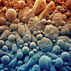 Clay particles exhibiting birefringence with attached microbial