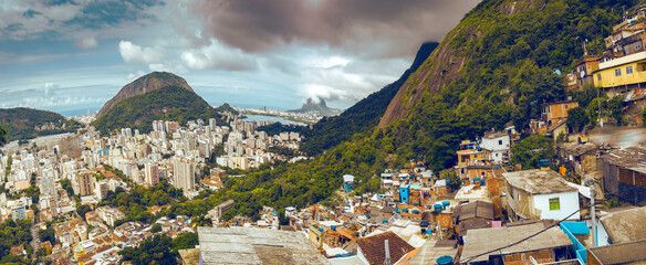 colorful houses in the Santa Marta favela in Rio