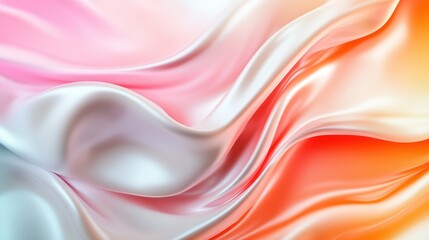 Obraz premium A gentle wave-like pattern of silk in pink and orange hues, seamlessly blending colors to create a harmonious composition that evokes elegance and softness.