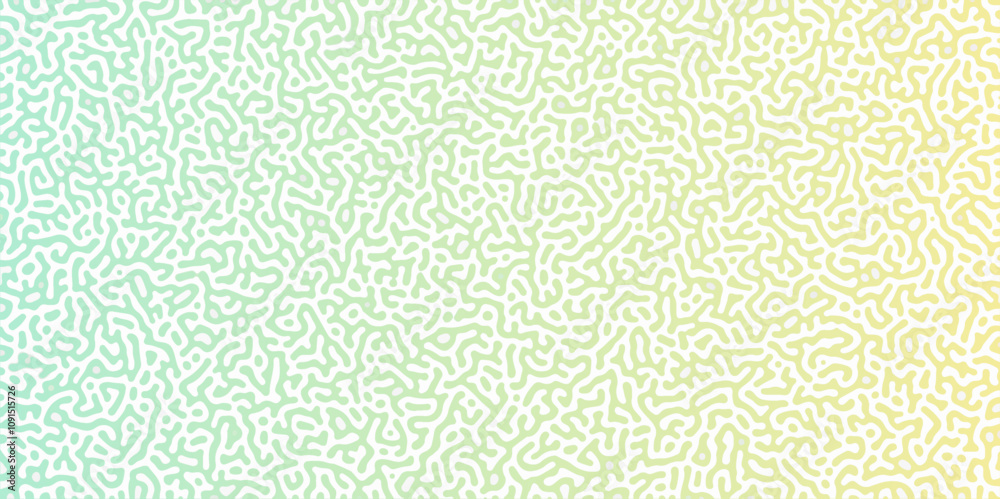 Poster Abstract Reaction-diffusion or Turing pattern natural texture in coral green gradient colour scheme. Linear design with biological shapes. Organic lines in memphis. abstract turing organic wallpaper.	