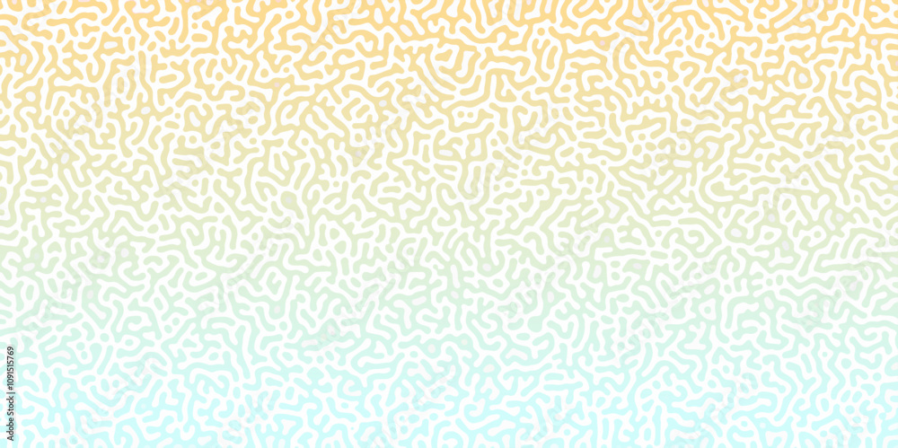 Poster Abstract Reaction-diffusion or Turing pattern natural texture in coral green gradient colour scheme. Linear design with biological shapes. Organic lines in memphis. abstract turing organic wallpaper.	