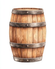 Obraz premium A rustic wooden barrel used for aging beverages or storage in traditional settings.
