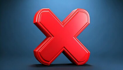 Obraz premium Cartoon 3D negative cross mark with exaggerated curves, bold outlines, and a cheerful vibe, against a simple white backdrop