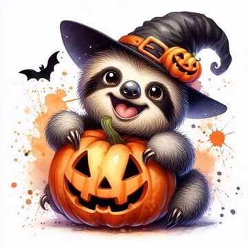 Niedliches Faultier an Halloween