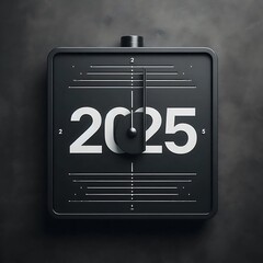 Minimalist Flip Clock Displaying the Year 2025 on a Dark Modern Background
