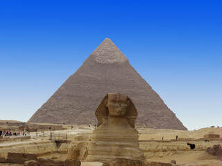 Egypte, le Sphinx et pyramide de Khephren 