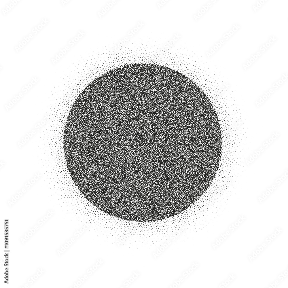 Wall mural gradient dots with grainy texture and noise effect. circular halftone sphere with spray pattern and 