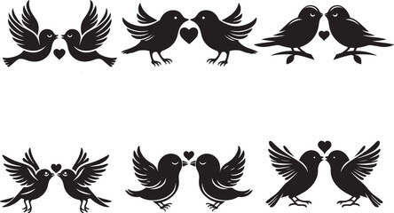 Happy Valentine Day cute bird silhouette vactor design.