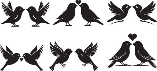 Happy Valentine Day cute bird silhouette vactor design.