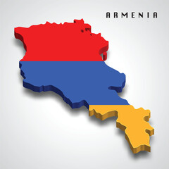 Fototapeta premium Map of Armenia with National Flag Overlay