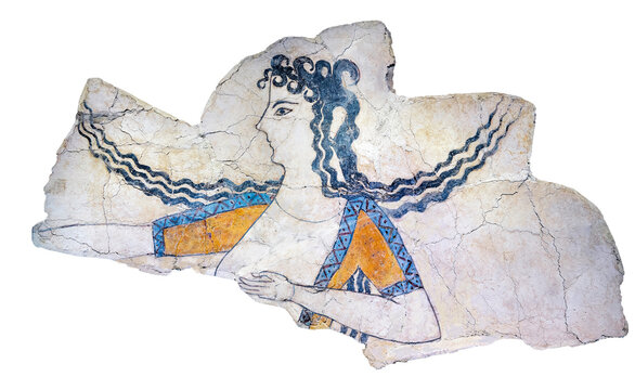 Minoan dancer. Ancient minoan fresco from Knossos Crete. Digitally restored artwork