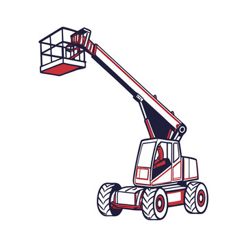 red lift truck raised basket clip art preview